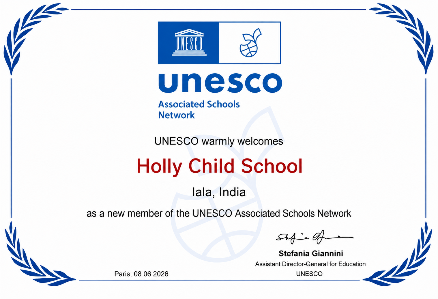 UNESCO Certificate